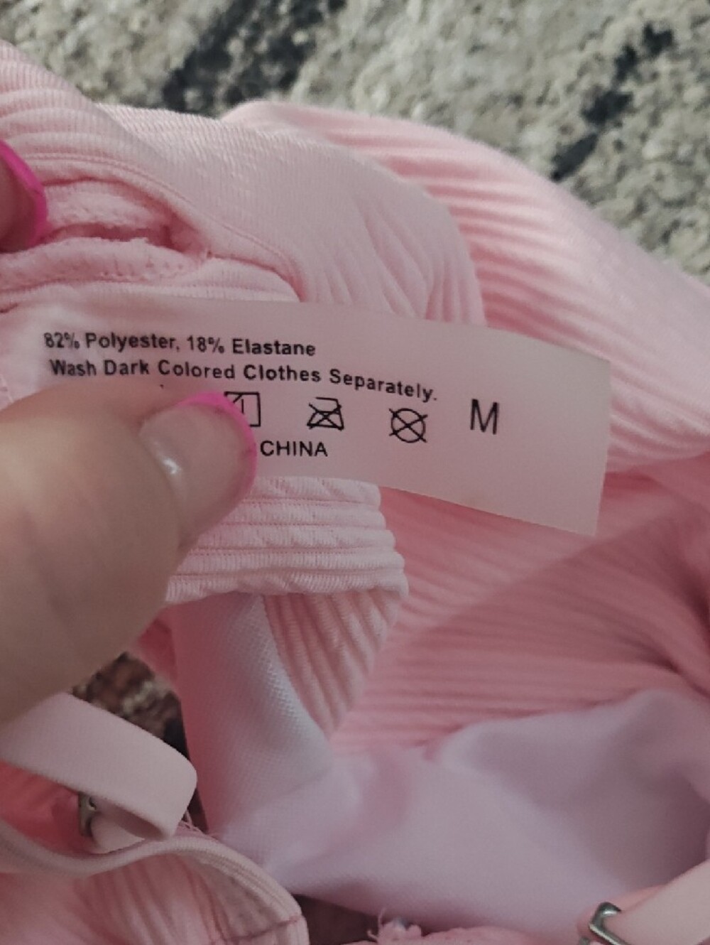 SHEIN Light Pink Ribbed Twist Bandeau Bikini Set - Picture 4 of 4